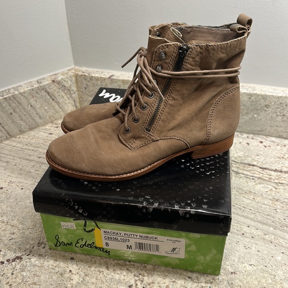 Sam Edelman Mackay Putty Nubuck Slouchy Combat Boots - Picture 2 of 7